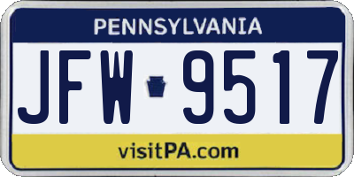 PA license plate JFW9517
