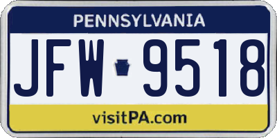PA license plate JFW9518
