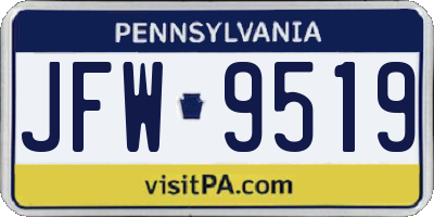 PA license plate JFW9519