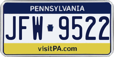 PA license plate JFW9522