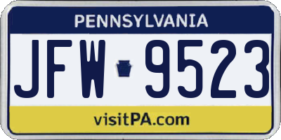 PA license plate JFW9523