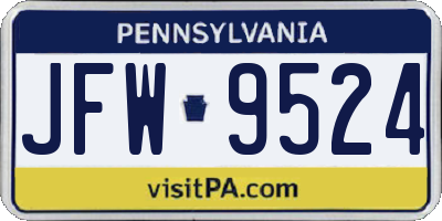 PA license plate JFW9524