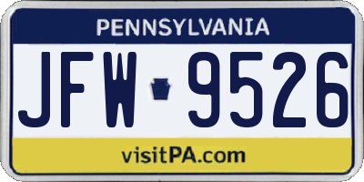 PA license plate JFW9526