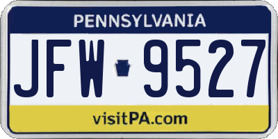 PA license plate JFW9527