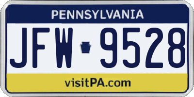 PA license plate JFW9528
