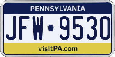 PA license plate JFW9530