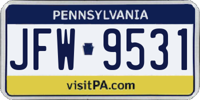 PA license plate JFW9531
