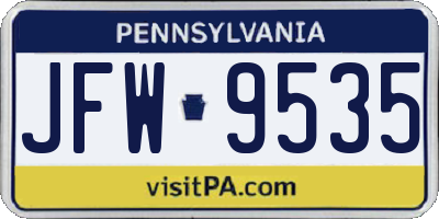 PA license plate JFW9535