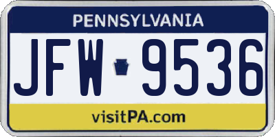 PA license plate JFW9536
