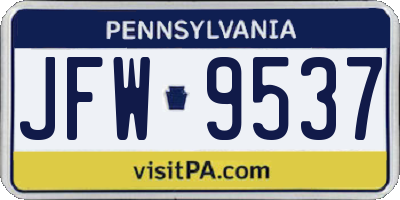 PA license plate JFW9537