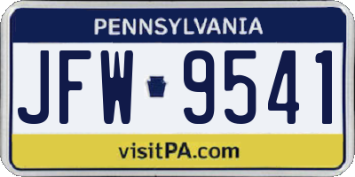 PA license plate JFW9541
