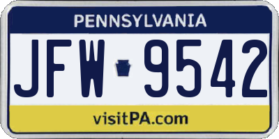 PA license plate JFW9542