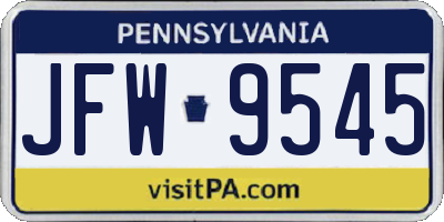 PA license plate JFW9545