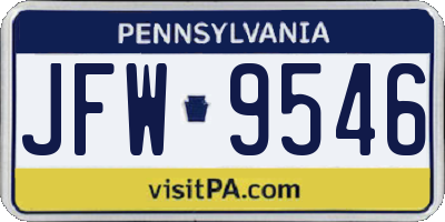 PA license plate JFW9546