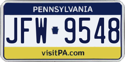 PA license plate JFW9548
