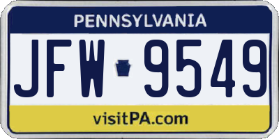 PA license plate JFW9549