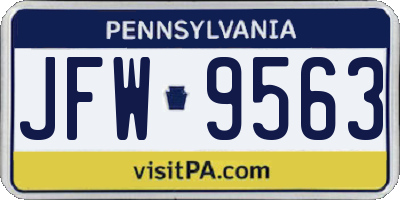 PA license plate JFW9563