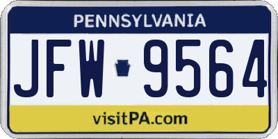 PA license plate JFW9564
