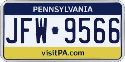 PA license plate JFW9566