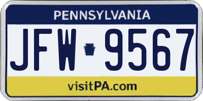 PA license plate JFW9567