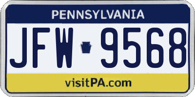 PA license plate JFW9568