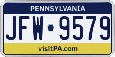 PA license plate JFW9579