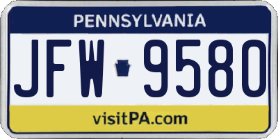 PA license plate JFW9580