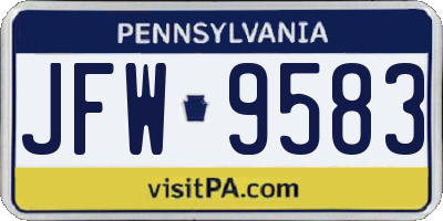 PA license plate JFW9583