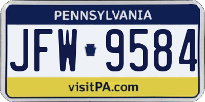 PA license plate JFW9584