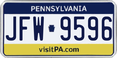PA license plate JFW9596