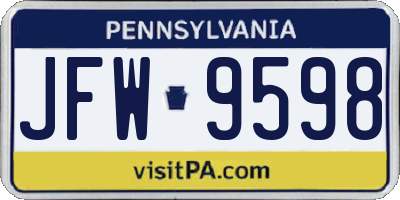 PA license plate JFW9598