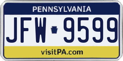 PA license plate JFW9599