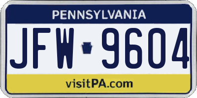 PA license plate JFW9604