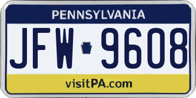 PA license plate JFW9608