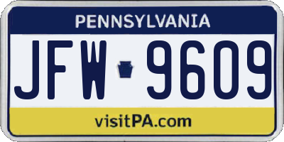 PA license plate JFW9609