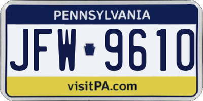 PA license plate JFW9610