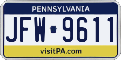 PA license plate JFW9611