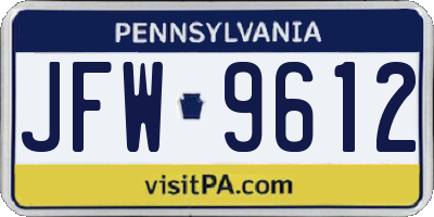 PA license plate JFW9612