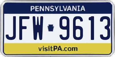 PA license plate JFW9613