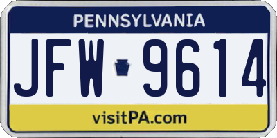 PA license plate JFW9614