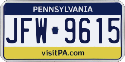 PA license plate JFW9615