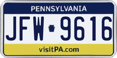 PA license plate JFW9616