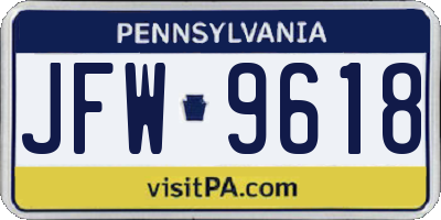 PA license plate JFW9618