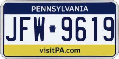 PA license plate JFW9619