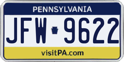 PA license plate JFW9622
