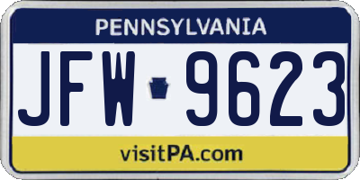 PA license plate JFW9623