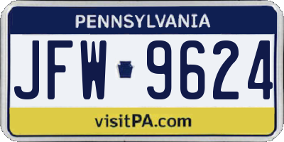 PA license plate JFW9624