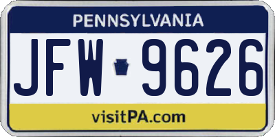 PA license plate JFW9626