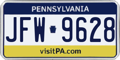 PA license plate JFW9628