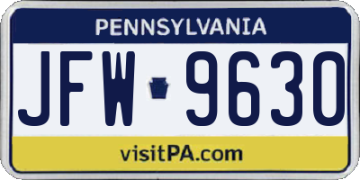 PA license plate JFW9630